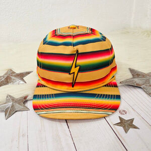 Aviator Nation Vintage bolt twill low-rise tulum trucker hat rainbow light khaki